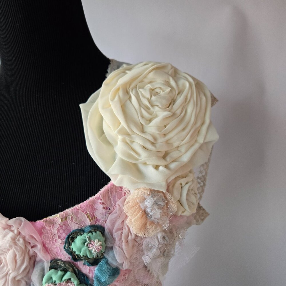 Handmade Rose Bolero Shrug Rose Lace Embroidered Fairycore Romantic Style
